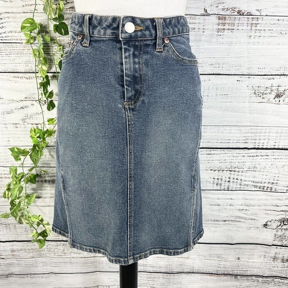American Eagle Outfitters Dresses & Skirts - American Eagle Skirt size 0 Denim Jean Straight Knee Stretch Casual Western